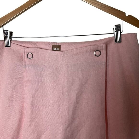 BOSS Pink Linen Blend Tapito Wide Leg Pants Trousers US 12 IT 48 1031 - Picture 7 of 10